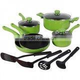 Green Color Painting Non-stick & Ceramic Coated Cookware Set Pots and Pans thumbnail-2