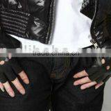 2013 Stylish Fingerless Black Leather Rugged Wear Gloves