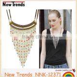 Fashion string and strand turquoise beaded tassel chain necklace female