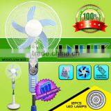 Portable 16 stand fan ventilation rechargeable battery solar fan with led light oscillation vertical cooling fan