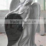 Black Heart Shaped Granite Angel Gravestone thumbnail-1