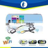 Wiring Free No Interference Wireless Wifi 5.0 Inch Full HD Car Dvr Gps Rear View Mirror Reverse Camera
