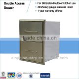 Inserted BBQ island double drawer