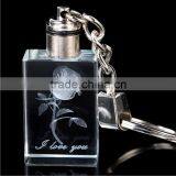 Beautiful 3D Laser Rose Crystal Keychain With Led Light for Wedding Gift thumbnail-2