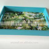 Colored Discount Handmade Green Plant Discorative Wooden Tray thumbnail-2