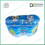 Metal Decorative Use Irregular Double Heart Coin Tin Box