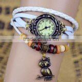 Xianjian Girlish Watch Factory Wholesale, Leaf Pendant Student Watch, Fashion Retro Genuine Leather Long Wristband Watch thumbnail-3