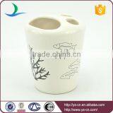Cylinder Fish Sea-weed Pattern Ceramic Sea Life Bathroom Set thumbnail-4