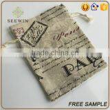 Drawstring Small Printed Pocket Artificial Jute Bag thumbnail-3