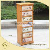 Tall Wood Storage Cabinet With Many Drawers thumbnail-2