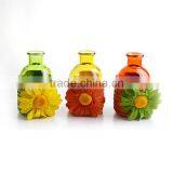 Colorful Glass Vases With Sunflower Decor thumbnail-1