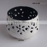 White and Blue colours Iron votive Round bowl shape