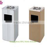 Square Metal Bin Garbage Bin With Ashtray for Sale Hotel Supplies BY-76 thumbnail-1