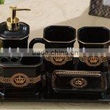 Royal Elegant European Style Golden Ceramic Bathroom Accessory Set in 6 Pcs, Classic Bathroom Set Cup, Dispenser BF12-03254c thumbnail-4