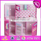 New Style Big Size Lovely Pink Girls Toys Wooden Girls Play Kitchen W10C276 thumbnail-2