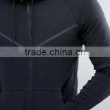 2017High Quality New Design Durable Drawstring Hood Cotton Polyester Sweat Black Casual Men Gym Sports Jacket thumbnail-3