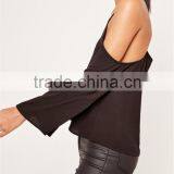MGOO 2017 Chiffon Cold Shoulder Blouse Long Sleeves Shirts Blouses Polyester Spandex Black Loose Style thumbnail-4