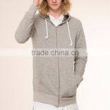 Wholesale Fashion Custom Grey Plain Men Elongated Hoodie