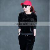 Wholesale Soft Touch Crewneck Tracksuit Custom Design Velvet Tracksuits for Women thumbnail-5