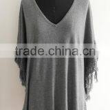 2014 Fashion Knitted Ladies Cashmere Cotton Poncho Sweater thumbnail-1