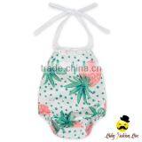 Summer Pineapple Printed Lace Halter Design Infant Baby Bodysuit Clothes Toddler Girl Jumpsuit Romper thumbnail-1