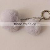 Myfur Double Fake Rabbit Fur Ball Keychain Pom Pom Fluffy Key Chains Pompom Car Keyring Women Bag Pendant thumbnail-3