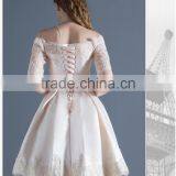 2017 Design Women Wedding Dress for Embroidered Lace,flat Shoulder Lace up Back Wedding Dress OEM thumbnail-5
