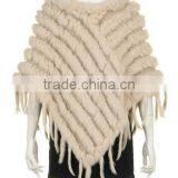 YR099 Ladies' Hand Knitting Pattern Real Rabbit Fur Shawl/ Mexico Hot Sell thumbnail-1