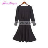 2017 New Design Women V Neck Black Loose Soft Ladies Dresses thumbnail-2