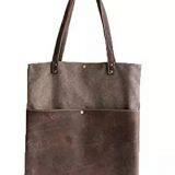 handmade waxed canvas and leather tote bag