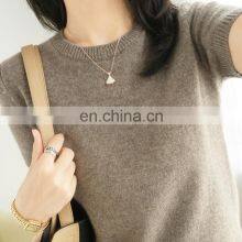 Women's Short Sleeves Pima Cotton Blend Knitted Soft Summer Sweater Tops thumbnail-5