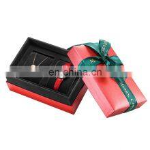 Wholesale Watch Box With Ribbon Red Green Gift Box Customized Logo Paper Wood Velvet Lining Box Sets thumbnail-2