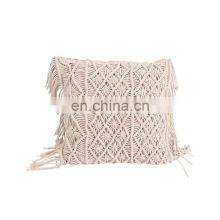 Hot Selling Macrame Boho Knitted Pillow Cover, Handmade Bohemian Cotton Decorative Cushion Cover Vietnam Supplier thumbnail-4