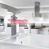 Bathroom Glass Waterfall Faucet with LED