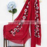 Best Selling Korean Fashion Girl Maxi Small Flower Embroidery Shawl Scarf Quality Choice thumbnail-2