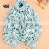 Wholesale Fashion Ladies Floral Embroidery Viscose Scarf Quality Choice thumbnail-4