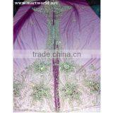 Fashion Red Saree Fabric With Rhinestones(NEX-037)