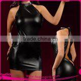 Wholesale Sexy Hang Neck Leather Mature Women Lingerie Jumpsuits thumbnail-1
