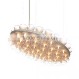 Warm LED Lights Aluminum Glass Round Suspension Lamps for Dinning Room