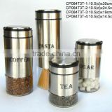 CP084T3T round glass jar with metal casing and lid