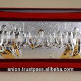 Greek & Russian Orthodox Wooden Icon. Last Supper. Silver. Made in Italy thumbnail-1