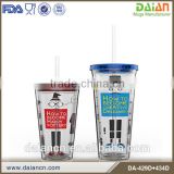 Small MOQ acrylic double wall tumbler with straw