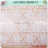White Circular Flower Woven Mesh Embroidery Lace Fabric With Holes