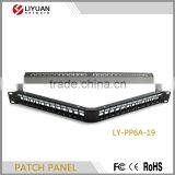 LY-PP6A-19 RJ45 Angle Patch Panel 24-Port Cat6A STP 19" 1U RJ45 Panel Mount Cable Matters Rackmount or Wallmount