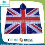 ENGLAND ADULT FLAG PVC PONCHO RAINCAPE REUSEABLE