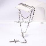 Most Popular New Fashion Jesu Cross Silver Beads Chain Necklace for Christmas Gift thumbnail-3