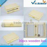 30pcs biology slides storage educational wooden box