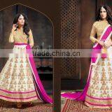 Indian Designer Fully Embroidered Bridal Anarkali Salwar Kameez With Banaras Border For Womens thumbnail-2