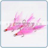 China Professional Custom Pink Feather Fishing Hooks Carbon Steel thumbnail-3