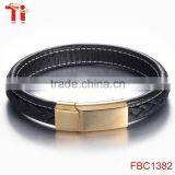 Genuine Leather Rope Magnetic Bracelet Locking Stainless Steel Bracelet for Men thumbnail-3